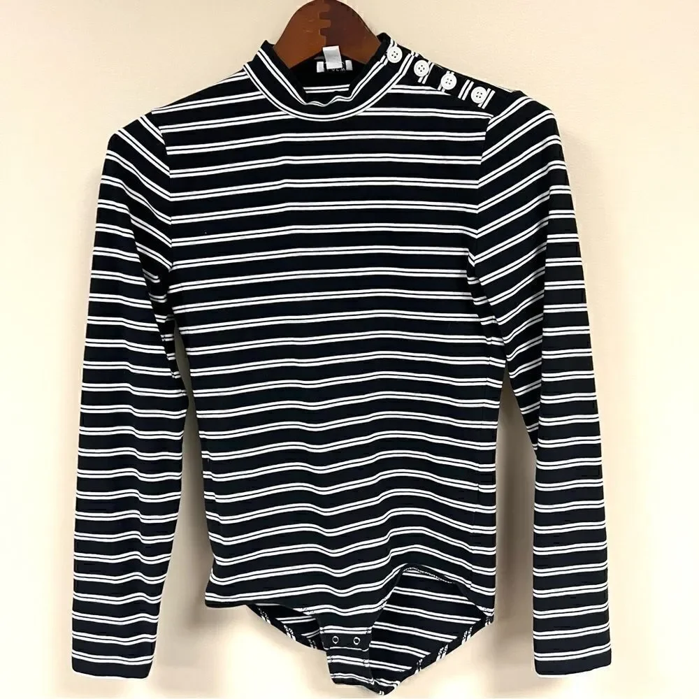 J Crew black and white striped bodysuit. Sz S